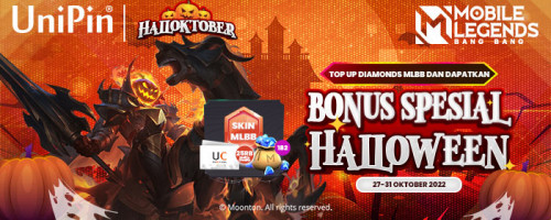 Halloktober! Bonus Spesial Halloween top up Diamonds MLBB di UniPin!